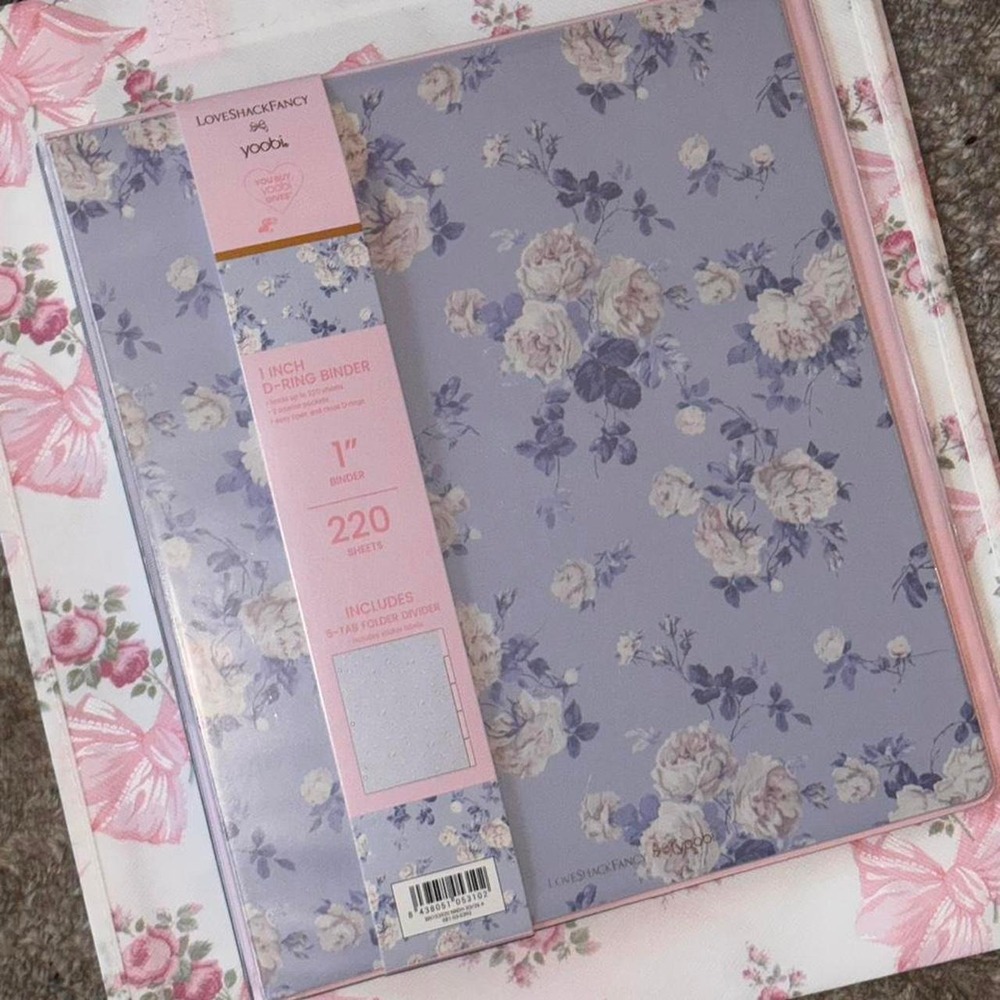 Loveshackfancy blue floral binder (with 5 divider tabs inside!) 3 ring binder
